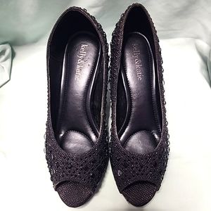 kelly katie shoes 6.5 - Black With Black Sparkle Rhinestones